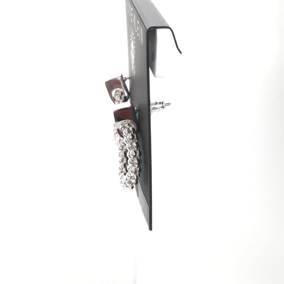 NWT ANNE KLEIN Silver Tone Textured Circle Door Knocker Hoop Post Earrings NEW - Picture 4 of 5